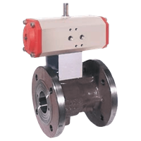 KUP-VO 2-Way Cast Iron Flange Ball Valve with Pneumatic Actuator